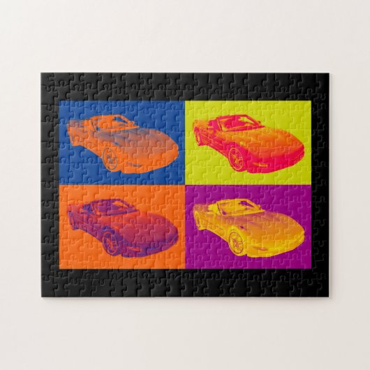 C5コルベット変換可能な筋肉車のポップアート ジグソーパズル (横)