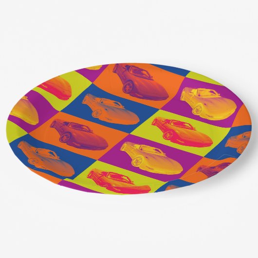 C5コルベット変換可能な筋肉車のポップアート ペーパープレート (アングル)