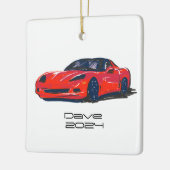C6コルベットのスポーツカーレッドハンド描画スケッチ セラミックオーナメント (左)