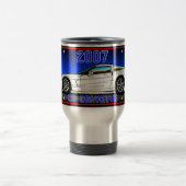 C6 2007年のクーペの青い背景のVette Licのプレートの芸術 トラベルマグ (中央)