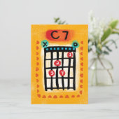 C7ギターコード応答カード – 音楽カラフル カード (スタンド正面)