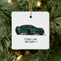 C7コルベットのスポーツカーグリーンハンド描画スケッチ