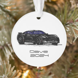 C7コルベットのスポーツカーブラックハンド描画スケッチ オーナメント