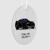 C7コルベットのスポーツカーブラックハンド描画スケッチ オーナメント (正面)