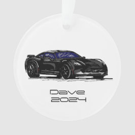 C7コルベットのスポーツカーブラックハンド描画スケッチ オーナメント