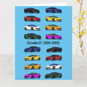 C7コルベット色違うスポーツカーティール(緑がかった色) カード (黄色い花)