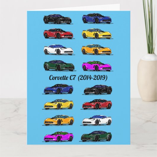 C7コルベット色違うスポーツカーティール(緑がかった色) カード (正面)