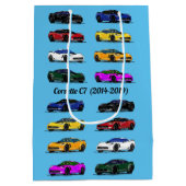 C7コルベット色違うスポーツカーブルー ミディアムペーパーバッグ (裏面)