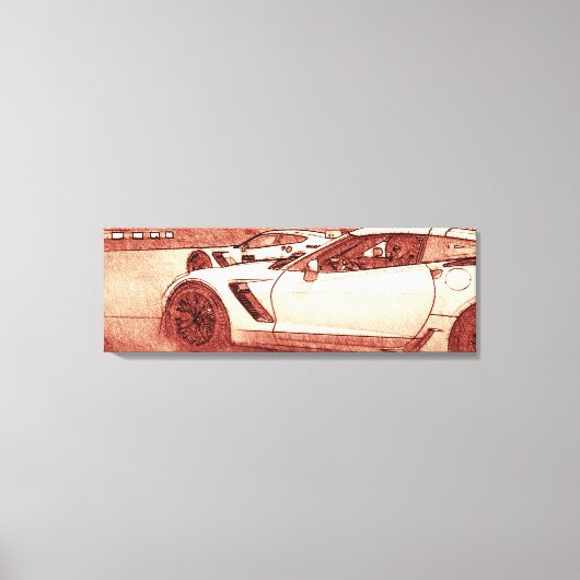 C7RコルベットZ06 2016スケッチ（暖赤） キャンバスプリント (正面)