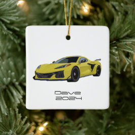C8コルベットのスポーツカーイエローハンドドロード セラミックオーナメント