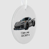 C8コルベットのスポーツカーグレーシルバーハンドドロード オーナメント (正面)