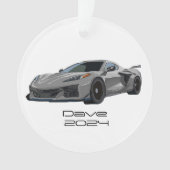 C8コルベットのスポーツカーグレーシルバーハンドドロード オーナメント (正面)