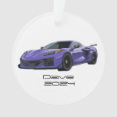 C8コルベットのスポーツカーパープルハンドドロード オーナメント (正面)