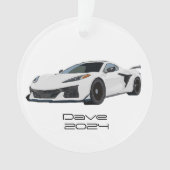 C8コルベットのスポーツカーホワイトハンドドロー オーナメント (正面)