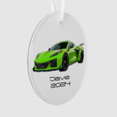 C8コルベットスポーツカーライムグリーンハンドドロー オーナメント (正面)