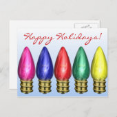 C9電球のクリスマスの休日 シーズンポストカード (正面/裏面)