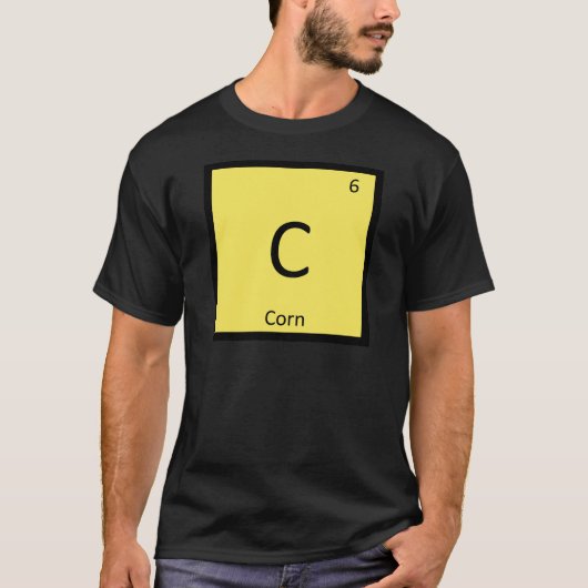 C - とうもろこし 野菜 化学 周期表 シンボル Tシャツ (正面)