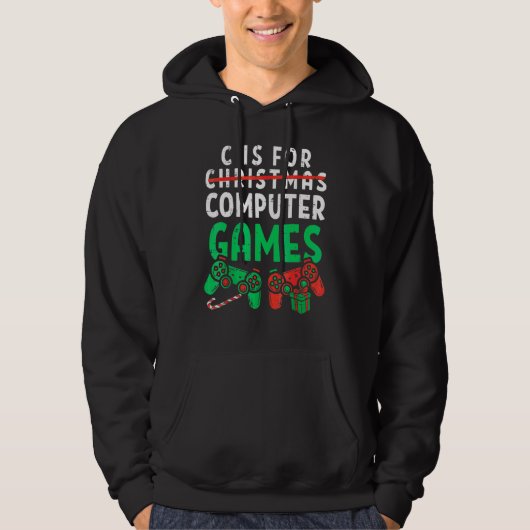 C はコンピューターゲーム ゲーマー男子 クリスマス メンズ G パーカ (正面)