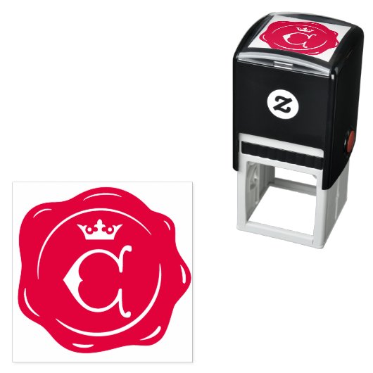 C -アンティークワックスシールゴシック王冠イニシャル文字 セルフインキングスタンプ (インサイチュ)