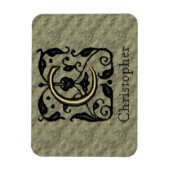 C -エンボスヴィンテージモノグラム(金ゴールド) マグネット (縦)