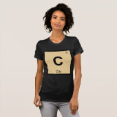 C - クリオ・ミューズ 化学 周期表 シンボル Tシャツ (正面フル)