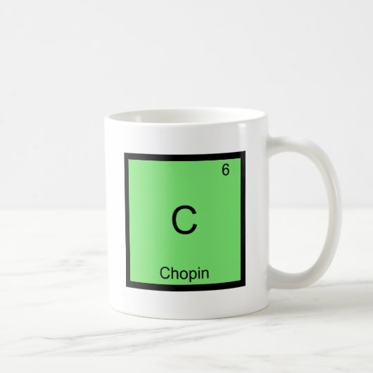 C -ショパンおもしろいな化学要素の記号のTシャツ コーヒーマグカップ (右)