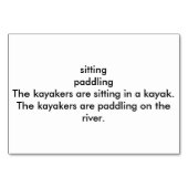 C.大人読向けカヤックのフラッシュカードに座る テーブルナンバー (裏面)