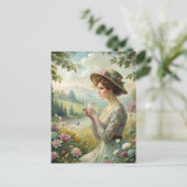 C.庭でお茶を飲む ポストカード (スタンド正面)