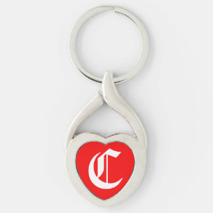 "C"赤いハートキーチェーン キーホルダー