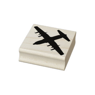 C-130ヘラクレスエアリフト飛行機トップビューウッドスタンプ ラバースタンプ