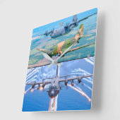 C-130ヘラクレス銃撃戦 スクエア壁時計 (傾斜)