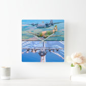 C-130ヘラクレス銃撃戦 スクエア壁時計 (ホーム)