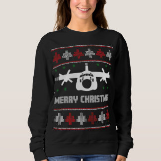 C-130ヘラクレス飛行機の醜いクリスマスセーター スウェットシャツ