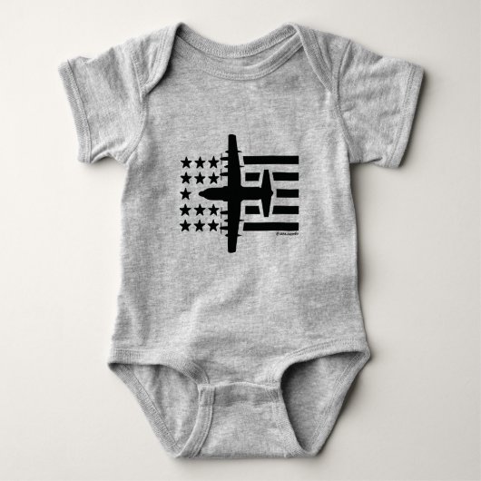 C-130ヘラクレス黒ジェット星縞 ベビーボディスーツ (正面)