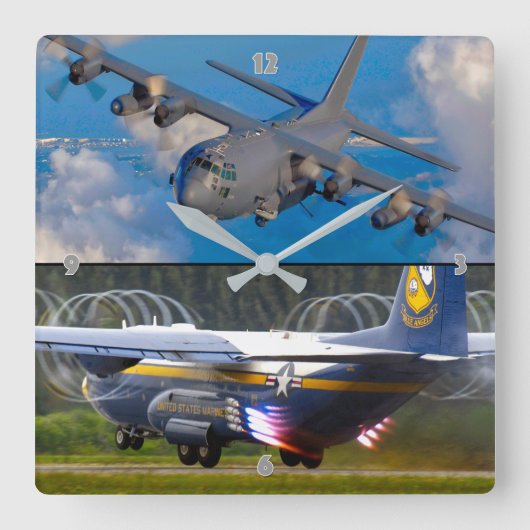 C-130ヘラクレス スクエア壁時計 (正面)