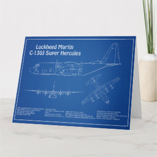 C-130ヘラクレス – 飛行機の設計図の計画AD サンキューカード