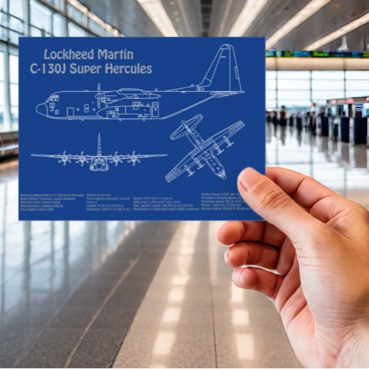 C-130ヘラクレス – 飛行機の設計図の計画AD ポストカード