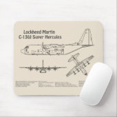 C-130ヘラクレス – 飛行機の設計図の計画AD マウスパッド (マウス)