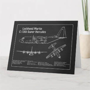 C-130ヘラクレス – 飛行機の設計図の計画PD サンキューカード