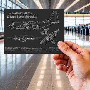 C-130ヘラクレス – 飛行機の設計図の計画PD ポストカード