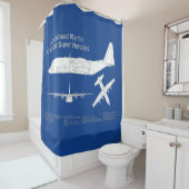 C-130ヘラクレス – 飛行機の設計図プランABD シャワーカーテン (インサイチュ)