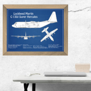 C-130ヘラクレス – 飛行機の設計図プランABD フォトプリント           