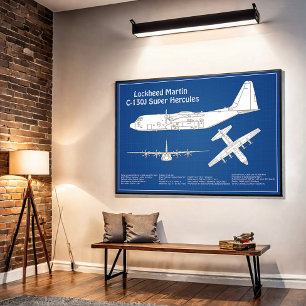 C-130ヘラクレス – 飛行機の設計図プランABD ポスター
