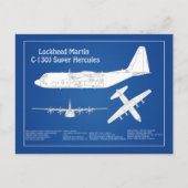 C-130ヘラクレス – 飛行機の設計図プランABD ポストカード (正面)