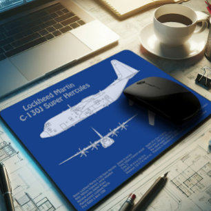C-130ヘラクレス – 飛行機の設計図プランABD マウスパッド