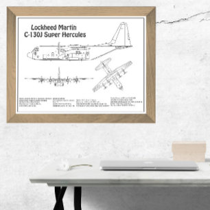 C-130ヘラクレス – 飛行機の設計図プランBD フォトプリント           