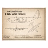 C-130ヘラクレス – 飛行機の設計図プランSD フォトプリント (正面)