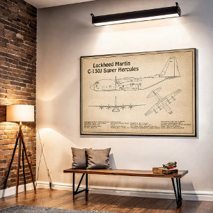 C-130ヘラクレス – 飛行機の設計図プランSD ポスター