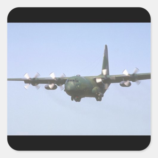 C-130ヘラクレスTransport_軍隊航空機 スクエアシール (正面)