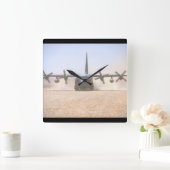 C-130ヘラクレスTransport_Militaryの航空機 スクエア壁時計 (ホーム)